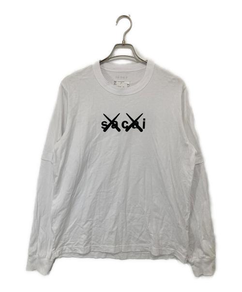 sacai（サカイ）sacai (サカイ) KAWS (カウズ) Flock Print Long Sleeve T-Shirt フロッキープリントロングスリーブTシャツ　	21-0287S ホワイト サイズ:4の古着・服飾アイテム