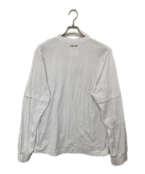 sacai（サカイ）sacai (サカイ) KAWS (カウズ) Flock Print Long Sleeve T-Shirt フロッキープリントロングスリーブTシャツ　	21-0287S ホワイト サイズ:4の古着・服飾アイテム