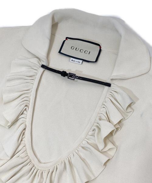 GUCCI（グッチ）GUCCI (グッチ) ラッフルカラーブラウス アイボリー サイズ:Mの古着・服飾アイテム