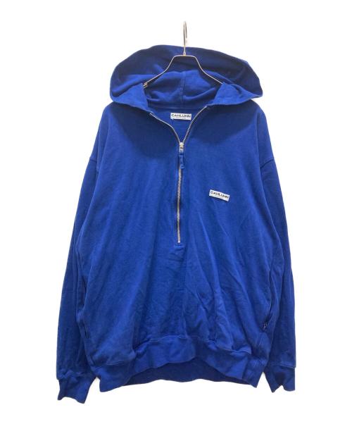CAHLUMN（カウラム）CAHLUMN (カウラム) 天竺ハーフジップフーディ ブルー サイズ:Lの古着・服飾アイテム