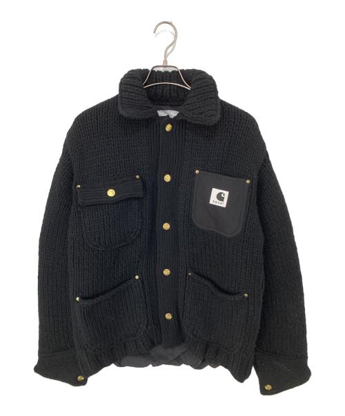 sacai（サカイ）sacai (サカイ) Carhartt WIP (カーハート ワーク イン プログレス) Knit Jacket Michigan　ニットジャケットミシガン　23AW ブラック サイズ:2の古着・服飾アイテム