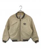 AVIREXアヴィレックス）の古着「Leather Varsity Jacket　American Classics　レザーバーシティージャケット」｜ベージュ