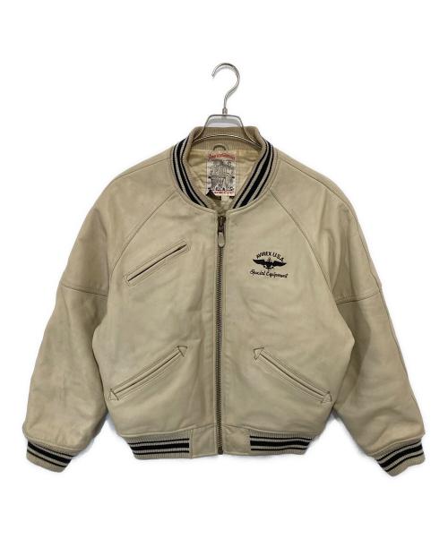 AVIREX（アヴィレックス）AVIREX (アヴィレックス) Leather Varsity Jacket　American Classics　レザーバーシティージャケット ベージュ サイズ:Sの古着・服飾アイテム