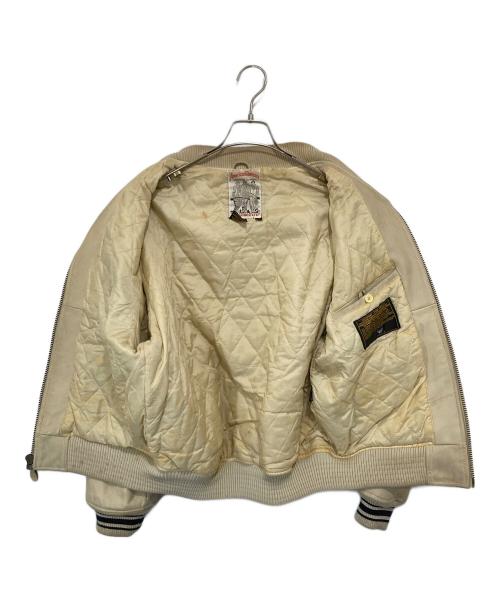 AVIREX（アヴィレックス）AVIREX (アヴィレックス) Leather Varsity Jacket　American Classics　レザーバーシティージャケット ベージュ サイズ:Sの古着・服飾アイテム