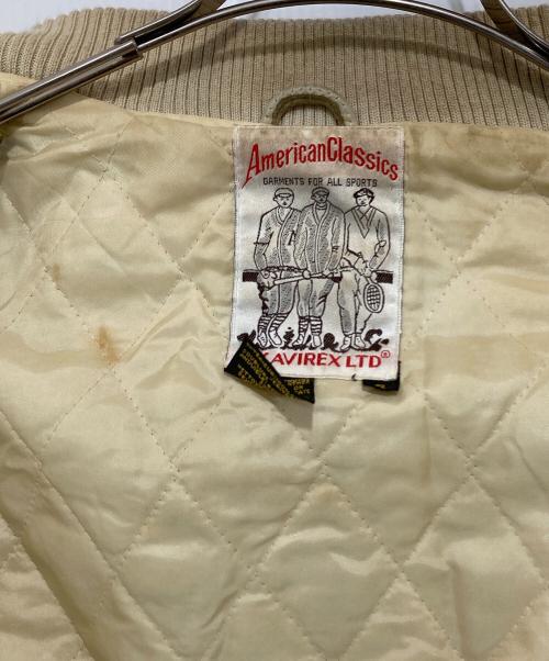 AVIREX（アヴィレックス）AVIREX (アヴィレックス) Leather Varsity Jacket　American Classics　レザーバーシティージャケット ベージュ サイズ:Sの古着・服飾アイテム