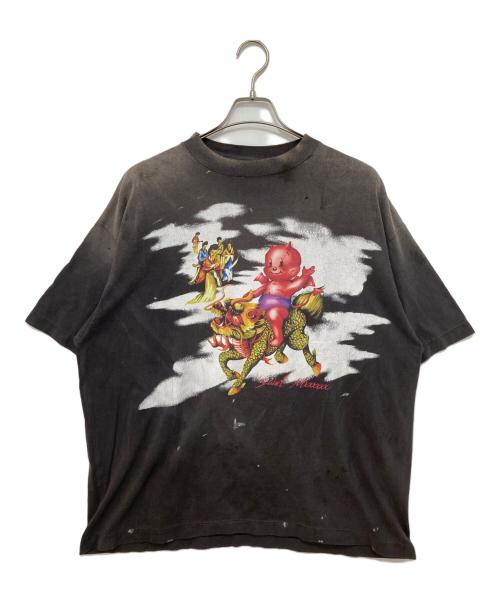 SAINT MICHAEL（セントマイケル）SAINT MICHAEL (セントマイケル) SS TEE DAMAGED　ショートスリーブティーダメージ　SM-HR8-0000-017 ブラック サイズ:XLの古着・服飾アイテム