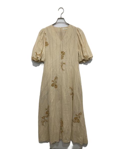 ne quittez pas（ヌキテパ）ne quittez pas (ヌキテパ) Cotton Dobby Ivy Flower Embroidery Dress　コットンドビーアイビーフラワーエンブロイダリ―ドレス　010451NF1KS アイボリー サイズ:Sの古着・服飾アイテム