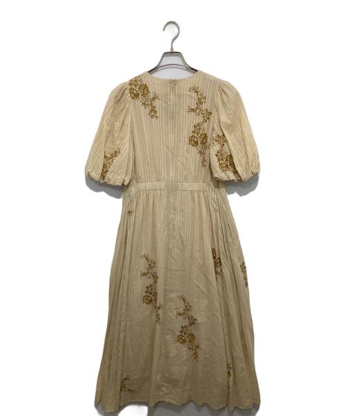ne quittez pas（ヌキテパ）ne quittez pas (ヌキテパ) Cotton Dobby Ivy Flower Embroidery Dress　コットンドビーアイビーフラワーエンブロイダリ―ドレス　010451NF1KS アイボリー サイズ:Sの古着・服飾アイテム