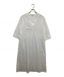 ne quittez pas（ヌキテパ）の古着「Border Hemla V Neck Kurta　ボーダーヘムラブイネッククルタ　010441GJ4」｜ホワイト