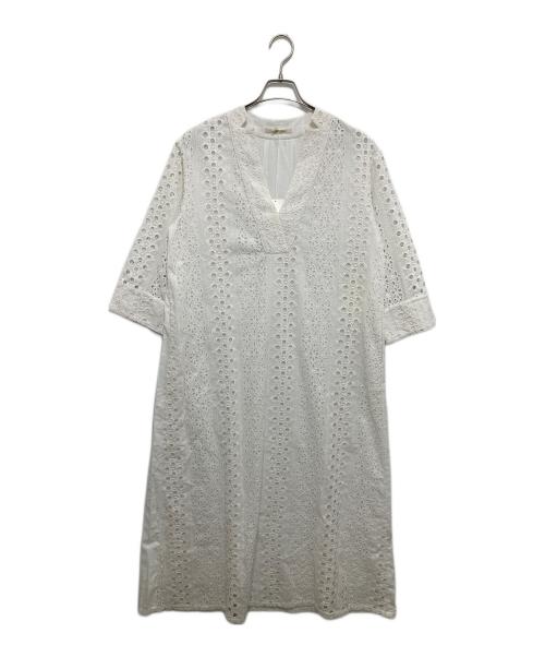 ne quittez pas（ヌキテパ）ne quittez pas (ヌキテパ) Border Hemla V Neck Kurta　ボーダーヘムラブイネッククルタ　010441GJ4 ホワイト サイズ:FREEの古着・服飾アイテム