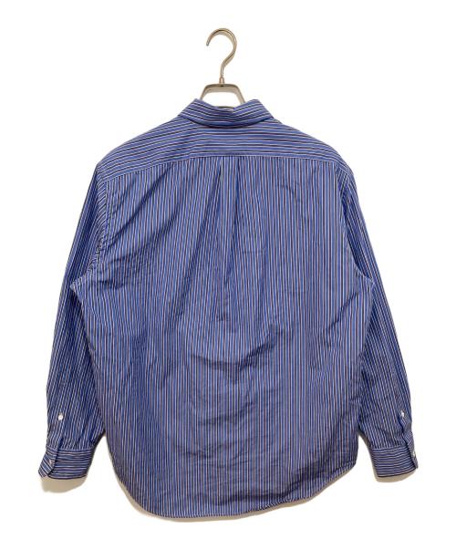 maison kitsune（メゾンキツネ）maison kitsune (メゾンキツネ) STRIPED SHIRT　ストライプシャツ　NM00404WC5014 ブルー サイズ:Mの古着・服飾アイテム