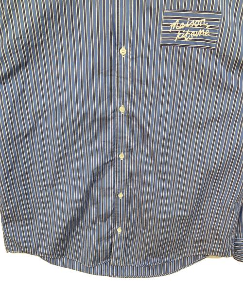 maison kitsune（メゾンキツネ）maison kitsune (メゾンキツネ) STRIPED SHIRT　ストライプシャツ　NM00404WC5014 ブルー サイズ:Mの古着・服飾アイテム