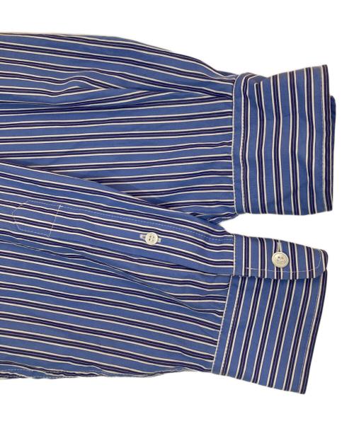 maison kitsune（メゾンキツネ）maison kitsune (メゾンキツネ) STRIPED SHIRT　ストライプシャツ　NM00404WC5014 ブルー サイズ:Mの古着・服飾アイテム