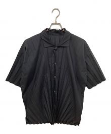 HOMME PLISSE ISSEY MIYAKE（オム プリッセ イッセイ ミヤケ）の古着「プリーツ ショートスリーブシャツ　HO128ラスト」｜ブラック