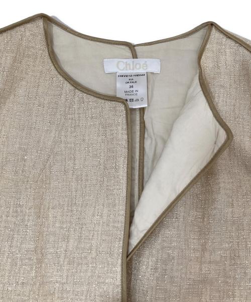 Chloe（クロエ）Chloe (クロエ) パイピングラメジャケット ベージュ サイズ:36の古着・服飾アイテム