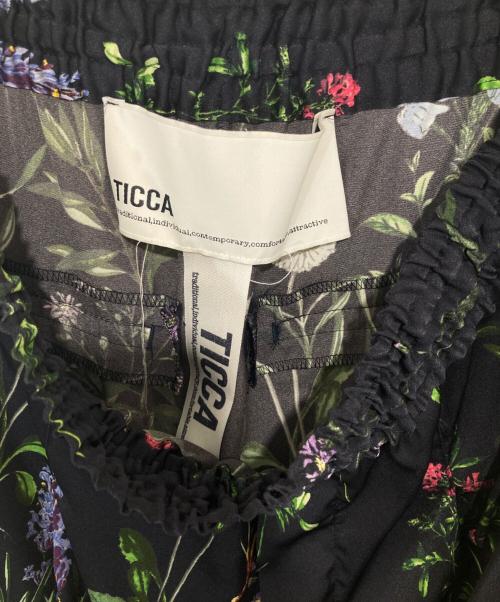 ticca（ティッカ）TICCA (ティッカ) フラワープリント サテンワイドイージーパンツ　0231416342 ネイビー サイズ:FREEの古着・服飾アイテム