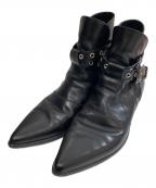 Saint Laurent Parisサンローランパリ）の古着「ウエスタンバックル レザーダッキーズブーツ　WA 345590」｜ブラック