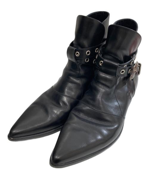 Saint Laurent Paris（サンローランパリ）Saint Laurent Paris (サンローランパリ) ウエスタンバックル レザーダッキーズブーツ　WA 345590 ブラック サイズ:40の古着・服飾アイテム