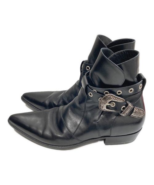 Saint Laurent Paris（サンローランパリ）Saint Laurent Paris (サンローランパリ) ウエスタンバックル レザーダッキーズブーツ　WA 345590 ブラック サイズ:40の古着・服飾アイテム