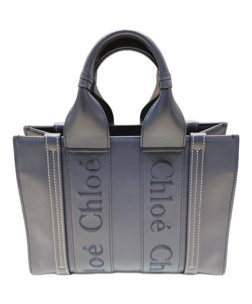Chloe（クロエ）Chloe (クロエ) ウッディ スモール レザートートバッグ　CHC23US397I60402 ネイビーの古着・服飾アイテム