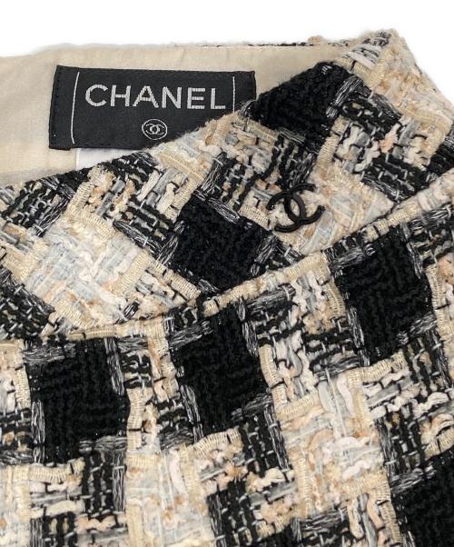 CHANEL（シャネル）CHANEL (シャネル) ツイードスカート ブラック×ホワイト サイズ:36の古着・服飾アイテム