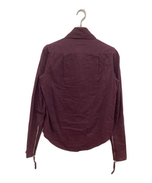 Jean Paul Gaultier homme（ジャンポールゴルチェオム）Jean Paul Gaultier homme (ジャンポールゴルチェオム) FULLZIP SHIRT　フルジップシャツ ワインレッド サイズ:48の古着・服飾アイテム