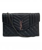 Saint Laurent Parisサンローランパリ）の古着「カサンドラ エンベロープ チェーンショルダーウォレット」｜ブラック