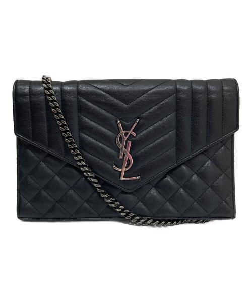 Saint Laurent Paris（サンローランパリ）Saint Laurent Paris (サンローランパリ) カサンドラ エンベロープ チェーンショルダーウォレット ブラックの古着・服飾アイテム