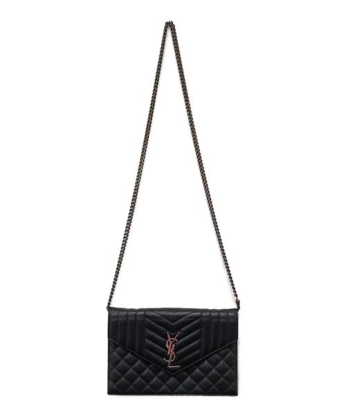 Saint Laurent Paris（サンローランパリ）Saint Laurent Paris (サンローランパリ) カサンドラ エンベロープ チェーンショルダーウォレット ブラックの古着・服飾アイテム