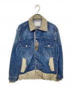 sacaiサカイ）の古着「DENIM X NYLON TWILL BLOUSON / ナイロンドッキング デニムジャケット　23-03000M」｜インディゴ