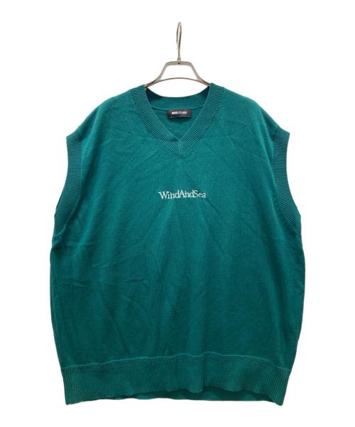WIND AND SEA（ウィンダンシー）WIND AND SEA (ウィンダンシー) SDT VNECK KNIT VEST グリーン サイズ:XLの古着・服飾アイテム