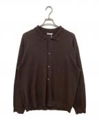ATONエイトン）の古着「COTTON WASHI BOUCLE POLO CARDIGAN　コットンワシブークルポロカーディガン　KRAGLM0201」｜ブラウン
