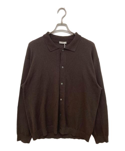 ATON（エイトン）ATON (エイトン) COTTON WASHI BOUCLE POLO CARDIGAN　コットンワシブークルポロカーディガン　KRAGLM0201 ブラウン サイズ:4の古着・服飾アイテム