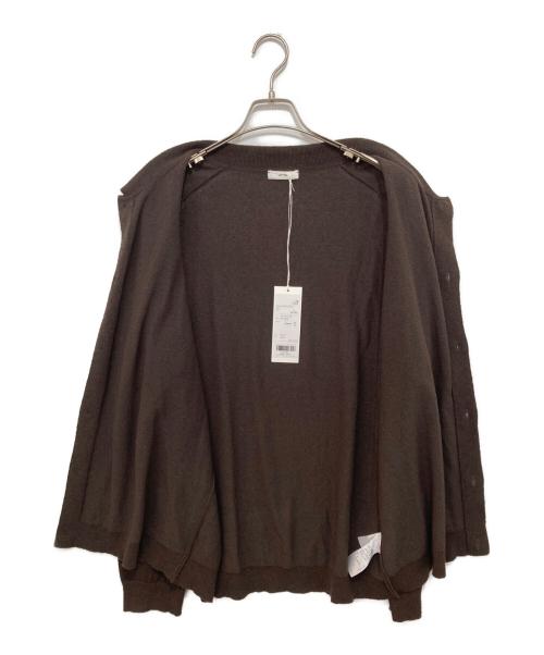 ATON（エイトン）ATON (エイトン) COTTON WASHI BOUCLE POLO CARDIGAN　コットンワシブークルポロカーディガン　KRAGLM0201 ブラウン サイズ:4の古着・服飾アイテム