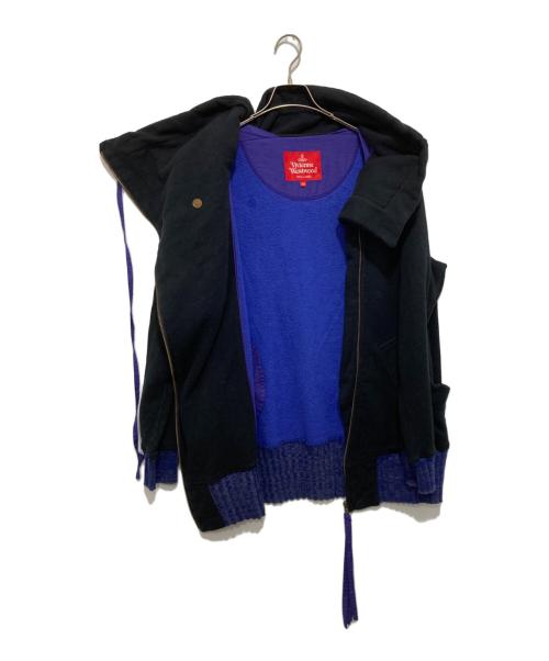 Vivienne Westwood（ヴィヴィアンウエストウッド）Vivienne Westwood (ヴィヴィアンウエストウッド) メッシュリバー裏毛ナッピング起毛ビッグカラーブルゾン 17-12-432007 ブラック サイズ:00の古着・服飾アイテム