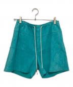 AURALEEオーラリー）の古着「LAMB SUEDE SHORTS / ラムスエード レザー ショーツ」｜AQUA BLUE