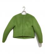 AURALEEオーラリー）の古着「SPONGE TROPICAL WOOL NO COLLAR BLOUSON」｜黄緑
