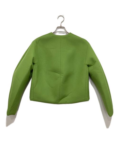 AURALEE（オーラリー）AURALEE (オーラリー) SPONGE TROPICAL WOOL NO COLLAR BLOUSON 黄緑の古着・服飾アイテム