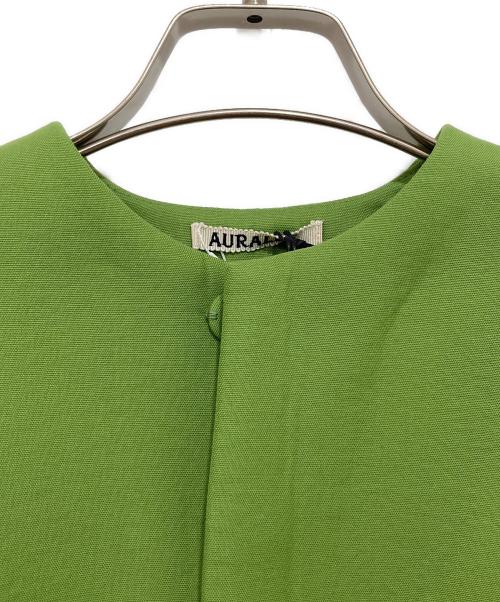 AURALEE（オーラリー）AURALEE (オーラリー) SPONGE TROPICAL WOOL NO COLLAR BLOUSON 黄緑の古着・服飾アイテム
