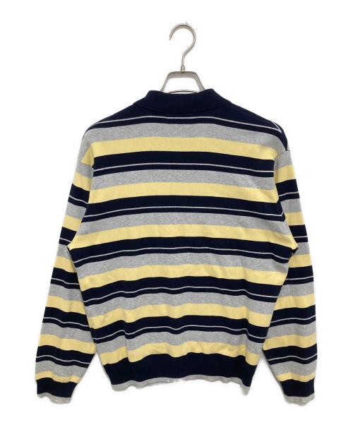 SUPREME（シュプリーム）SUPREME (シュプリーム) Stripe Zip L/S Polo　ストライプジップロングスリーブポロ グレー×ネイビー サイズ:Sの古着・服飾アイテム