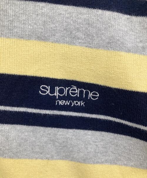SUPREME（シュプリーム）SUPREME (シュプリーム) Stripe Zip L/S Polo　ストライプジップロングスリーブポロ グレー×ネイビー サイズ:Sの古着・服飾アイテム