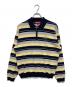 SUPREME（シュプリーム）の古着「Stripe Zip L/S Polo　ストライプジップロングスリーブポロ」｜グレー×ネイビー