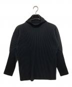 HOMME PLISSE ISSEY MIYAKEオム プリッセ イッセイ ミヤケ）の古着「モックネックプリーツプルオーバートップス」｜ブラック