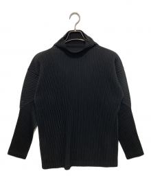 HOMME PLISSE ISSEY MIYAKE（オム プリッセ イッセイ ミヤケ）の古着「モックネックプリーツプルオーバートップス」｜ブラック