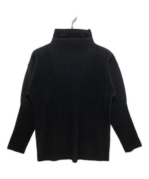 HOMME PLISSE ISSEY MIYAKE（オム プリッセ イッセイ ミヤケ）HOMME PLISSE ISSEY MIYAKE (オム プリッセ イッセイ ミヤケ) モックネックプリーツプルオーバートップス ブラック サイズ:3の古着・服飾アイテム