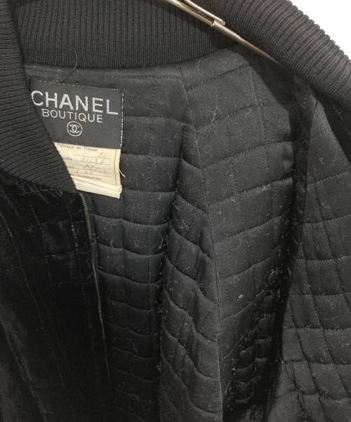 CHANEL（シャネル）CHANEL (シャネル) ベロアキルティングボンバージャケット ブラック サイズ:40の古着・服飾アイテム