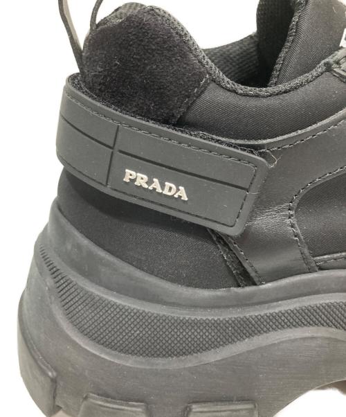 PRADA（プラダ）PRADA (プラダ) ペガサス レザースニーカー ブラック サイズ:6の古着・服飾アイテム