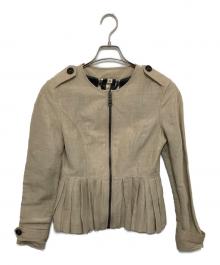 BURBERRY LONDON（バーバリーロンドン）の古着「リネンノーカラージャケット　3722275」｜ベージュ