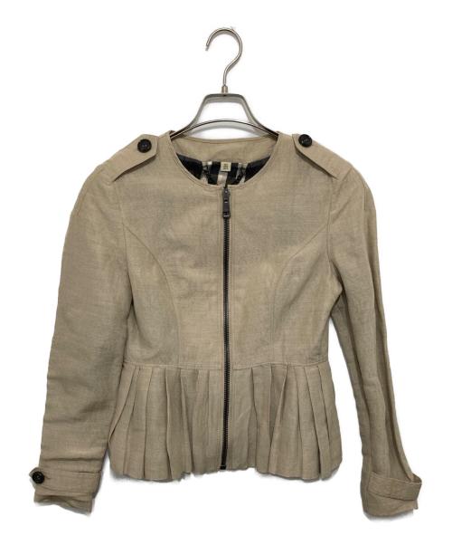BURBERRY LONDON（バーバリーロンドン）BURBERRY LONDON (バーバリーロンドン) リネンノーカラージャケット　3722275 ベージュ サイズ:３８の古着・服飾アイテム