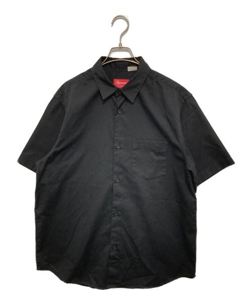 SUPREME（シュプリーム）Supreme (シュプリーム) Croc Patch S/S Work Shirt　クロコパッチショートスリーブワークシャツ ブラック サイズ:Mの古着・服飾アイテム